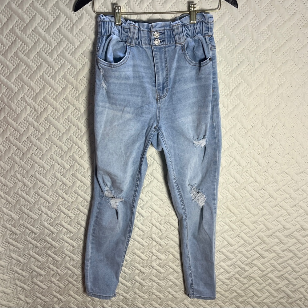 Vanilla Star Blue High Rise Jeans with Distressed Look